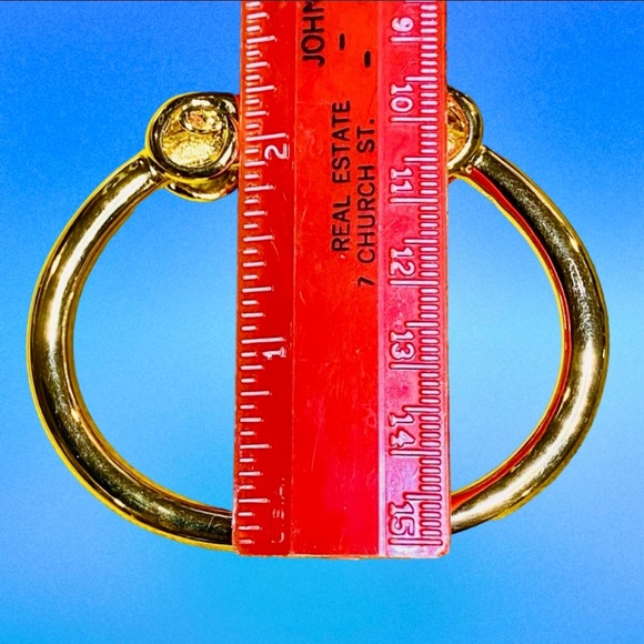 Vintage KJL 22kt Gold Plated Double Rams Head Bracelet w/ Blue Crystal Eyes - Picture 13 of 13